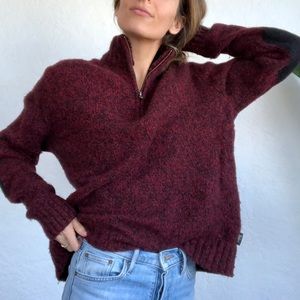 Red Wool Quarter Zip Sweater